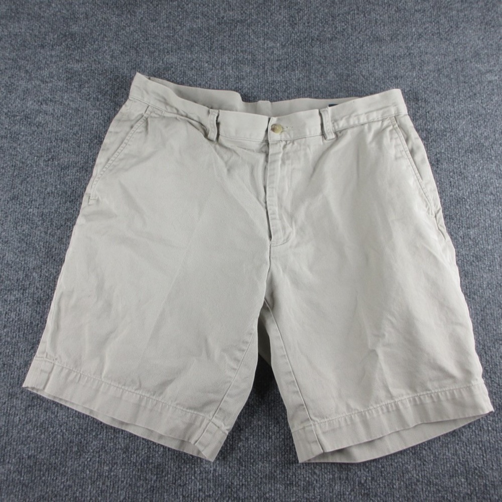 Polo Ralph Lauren Shorts Mens 35 Beige Chino 9" Inseam Flat Front Preppy Classic